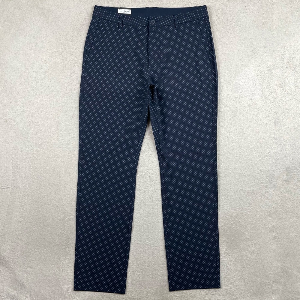 New FootJoy Tour Fit Pant Men 34x32 Navy Blue MicroPrint Cross Stretch Golf